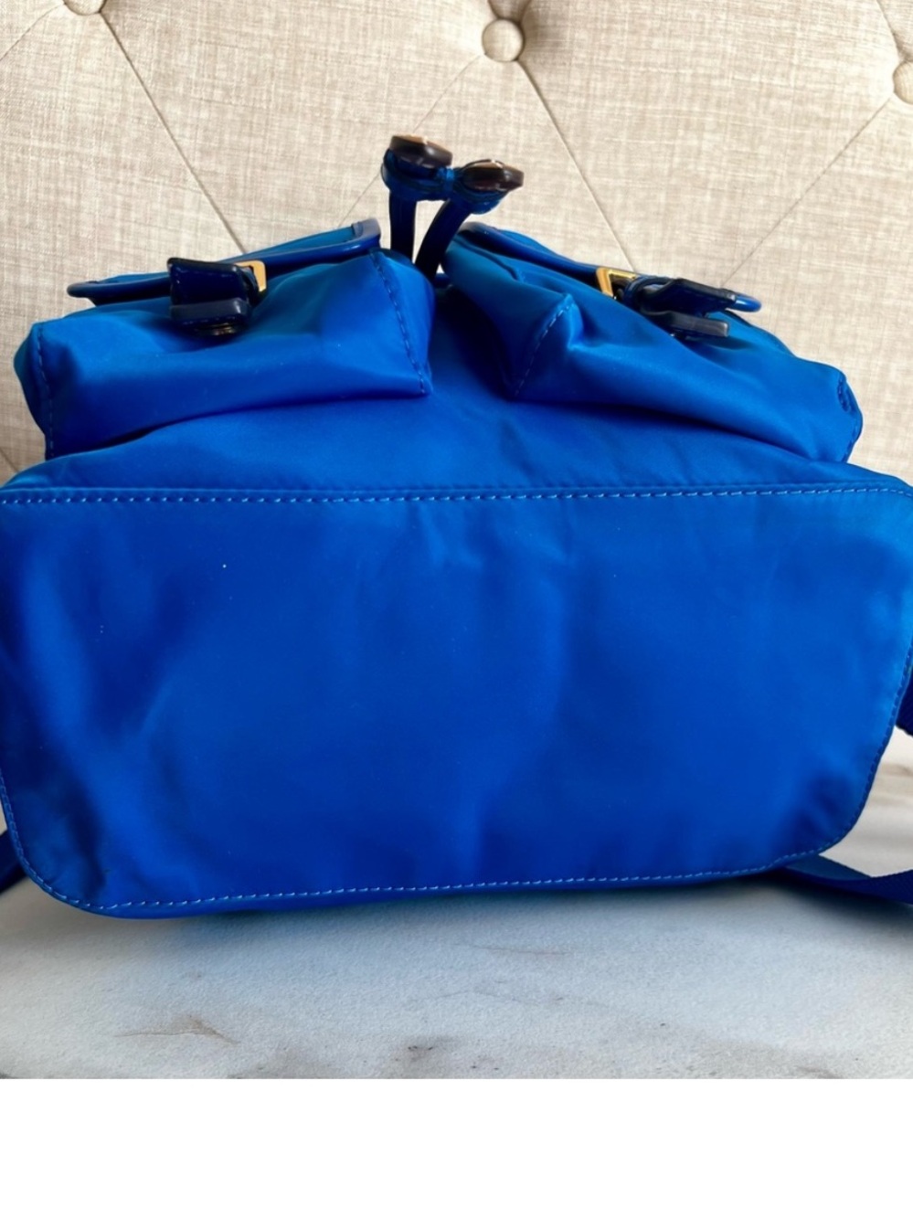 Tory Burch Perry Blue Nylon Backpack Leather Trim Gold Hardware NWOT - Picture 12 of 16